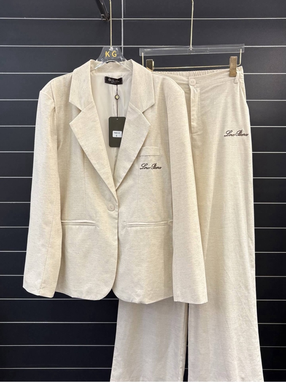 🤍 Loro Piana Linen Blend Blazer & Wide Leg Pant Two Piece Suit